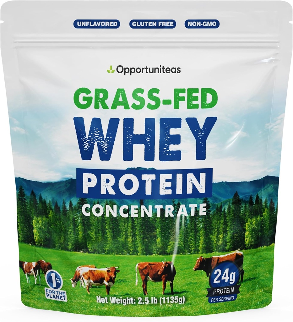 Opportuniteas Grass Fed Whey Protein Toz Yoğunluğu - 1 Malzemeler - Katı Protein İçecek, Smoothie, Shake, Cooking & Baking - Non GMO, Hormon Free & Gluten Free - 2.5 lbs