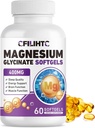 Magnezyum Glycinate 400 mg Softgels - Yüksek Abvitamin Magnezyum Glycinate Supplement for Yetişkinler & Çocuklar için B6 & D3 - Destek Uyku, Mood, Brain, Nervous, Muscle & Bone Health - 60 Softgels