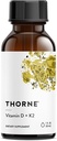 THORNE - Vitamin D + K2 Bir Malzemeli Sıvı - Sağlıklı Kemikleri ve Kasları Desteklemek için D3 & K2 * - 1 Fl Oz (30 ml) - 600 Hizmet