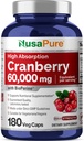 NusaPure Cranberry 60 mg 180 Veg Caps (Bioperin, Non-GMO, Vegan)