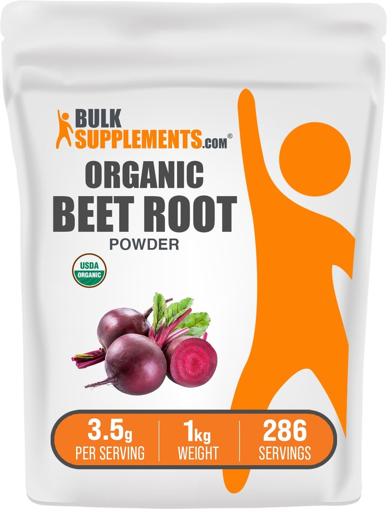 BulkSupplements.com Βιολογική σκόνη ρίζας τεύτλων - Superfood Supplement, Συμπληρώματα ρίζας τεύτλων - Vegan & Gluten Free, 3,5g ανά σερβιρίσματος, 1kg (2,2 lbs) (Συσκευασία των 1)