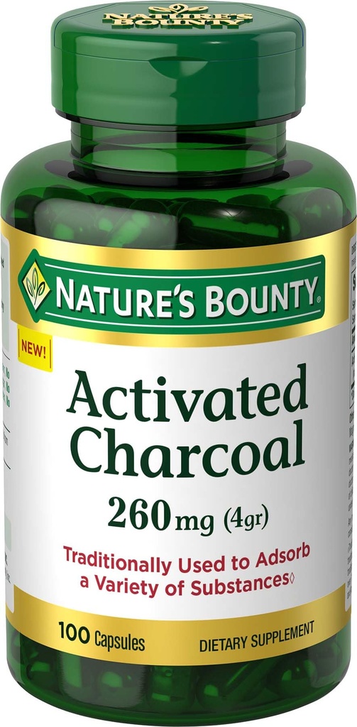 Nature's Bounty Aktif Charcoal 260 mg, 100 Capsules, Diyet Supplement Sağlıklı Yaşam Tarzı Desteklemek için Sağlıklı Bir Yaşam Tarzı Tamam