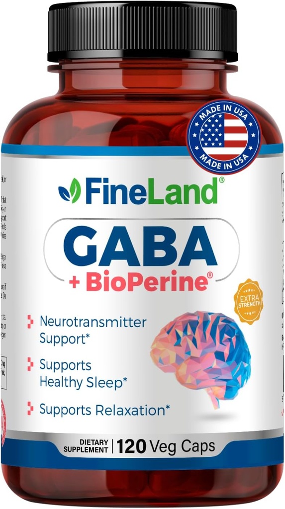 GüzelLand GABA + BioPerine® – Gamma-Aminobutyric Acid Supplement for Relaxation & Daily Calm | Destekler Duygusal Well-Being, Vegan - 120 Capsules, ABD'de Yapıldı