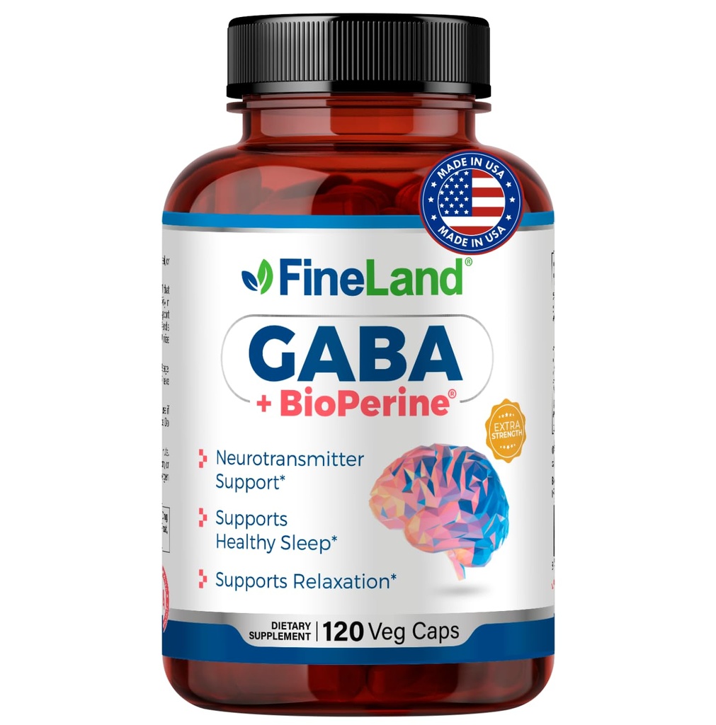 GüzelLand GABA + BioPerine® – Gamma-Aminobutyric Acid Supplement for Relaxation & Daily Calm | Destekler Duygusal Well-Being, Vegan - 120 Capsules, ABD'de Yapıldı