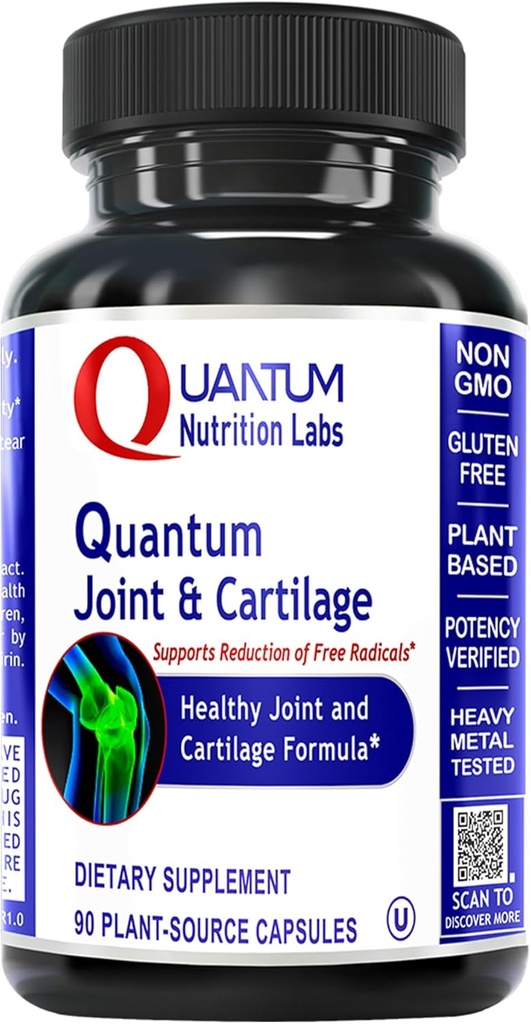 Quantum Joint & Cartilage Support Supplement - for Men & Women, Joint Mobility and Muscle Health, Cartilage Tamir, Gluten Free, Plant-Kaynaklanmış, Non-GMO - 90 Capsules