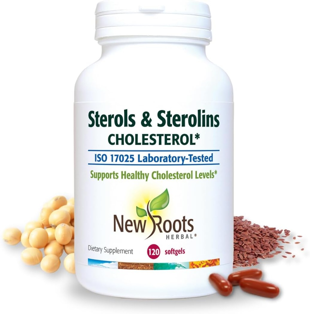 YENİ ROOTS HERBAL Plant Sterols and Sterolins Supplement with Organic Flaxseed | Stanols or Phytosterols for Cholesterol Support with Source of Omega-3s (120 Softgels)
