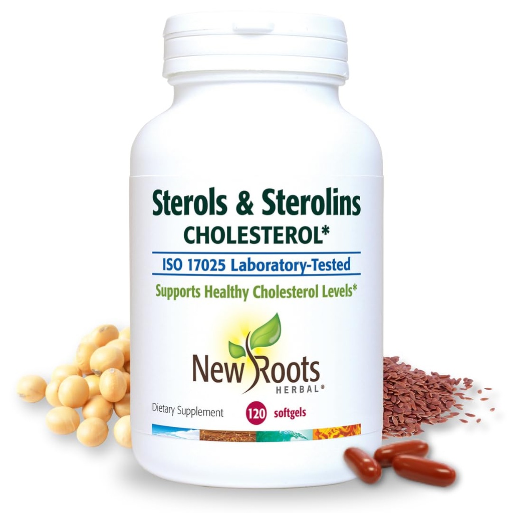 YENİ ROOTS HERBAL Plant Sterols and Sterolins Supplement with Organic Flaxseed | Stanols or Phytosterols for Cholesterol Support with Source of Omega-3s (120 Softgels)