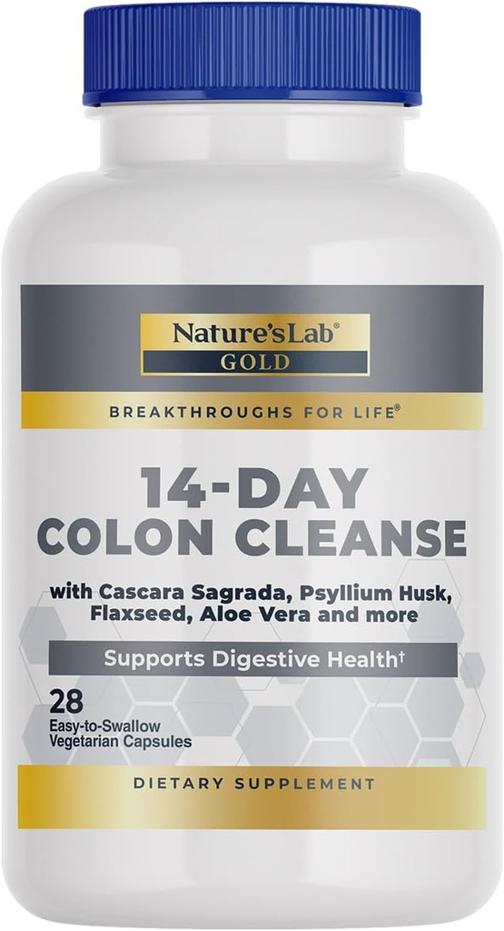Nature's Lab Gold 14 Day Colon Cleanse* - Μείγμα Προβιοτικών, Ίνες, Φλαβονοειδή, Εκχυλίσματα Φυτών - 28 Ct (14 Day Supply)