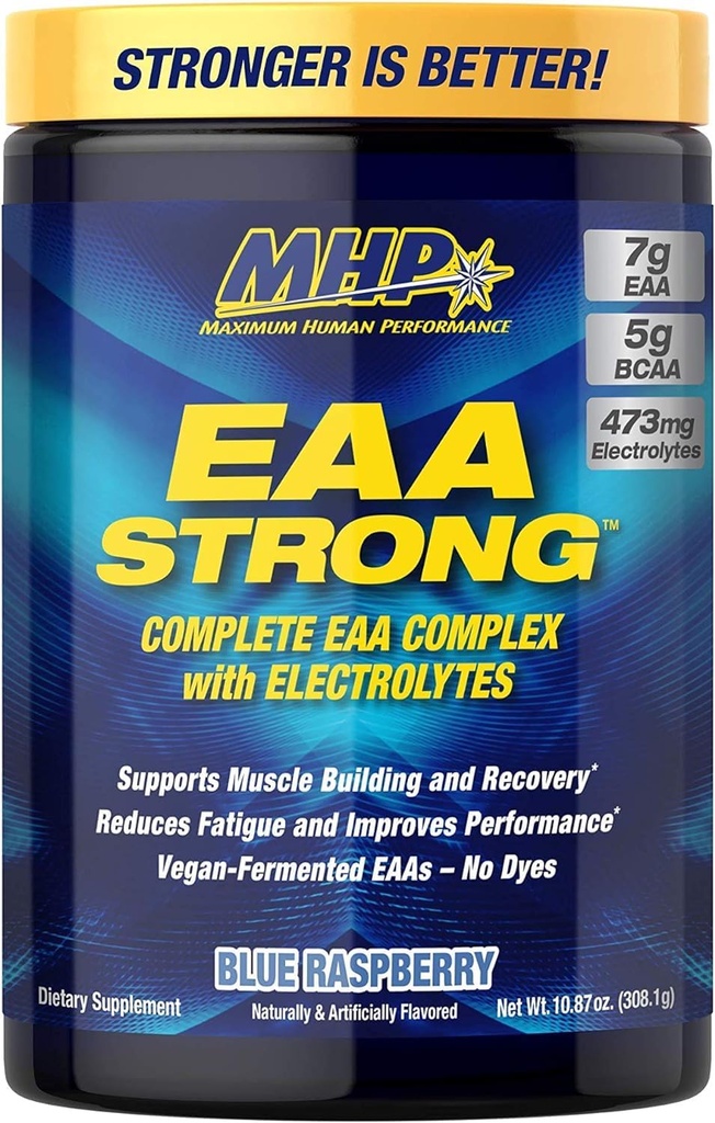Μέγιστη ανθρώπινη απόδοση Mhp Eaa Strong, Amino Acid Συμπληρώματα, Όλα τα 9 Essential Amino Acids, Bcaas, Electrolytes, Blue Raspberry, 1,2 Λίρες