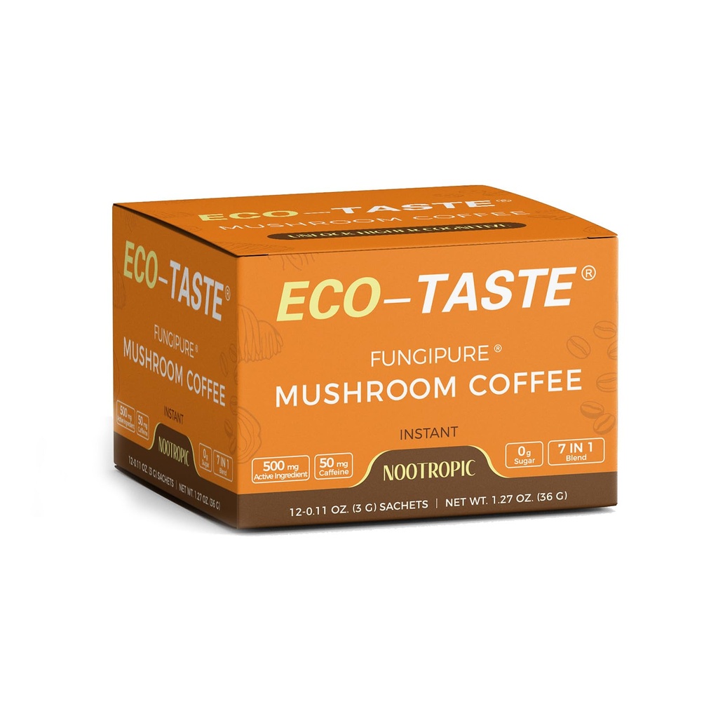 Mushroom Coffee Mix 7 in 1, with Ginkgo, Lions Mane, Alfa-GPC, Bacopa, PS, L-Theanine – 12 Sachets