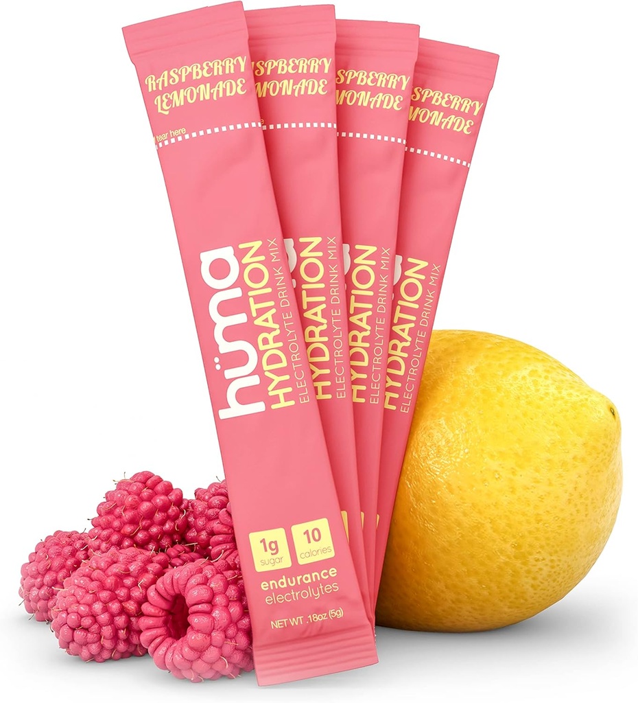 HUMA CHIA Hydration Drink Mix, Raspberry Lemonade 15 Packets - Low Calorie, High Electrolyte Toz for Sports & Egzersiz - 100% Natural, 1g Sugar, 10 Cal