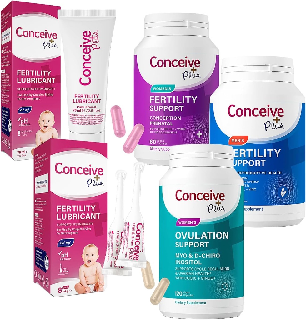 CONCEIVE PLUS Tamam Ferttitude Sche - Conceive Çiftler Kit TTC Fertness Supplements ve Sperm Dostu Lubricantsants