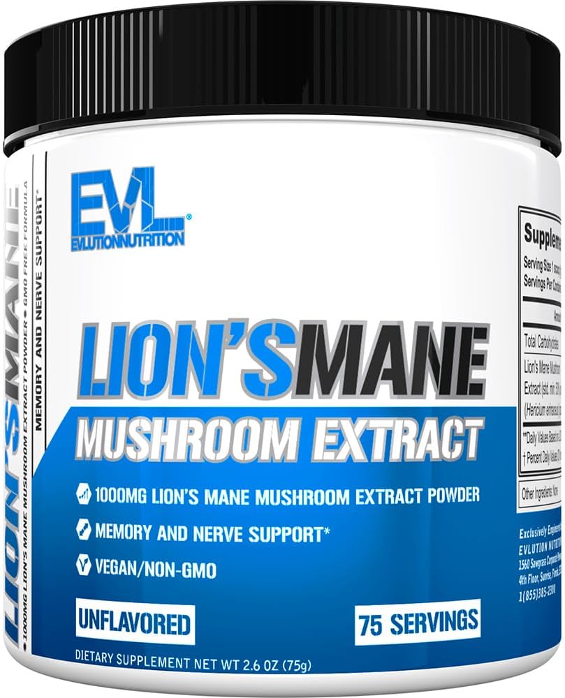 Evlution Organic Lion's Mane Mushroom Supplement - Lion's Mane Mushroom Toz Nootropics Brain Support Supplement for Focus Memory Clarity and Immunity Support Support