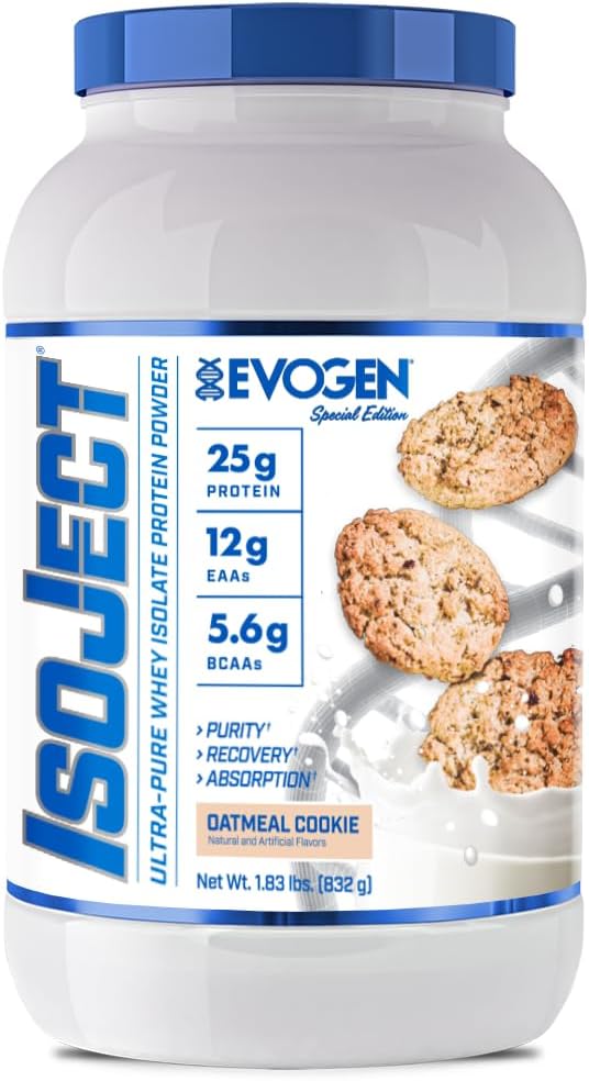 Evogen Isoject - Whey proteini | Ultra-Pure Whey Protein Toz Ignitor Enzymes, BCAAs ve EAAs | Gelişmiş Abhidrasyon & Recovery | Oatmeal Cookie | 26 Servisler