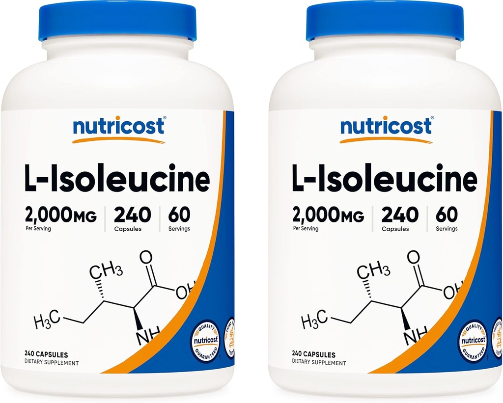 Nutricost L-Isoleucine 2000mg Per Servisi, Şişe (2 Şişe) 240 Capsules
