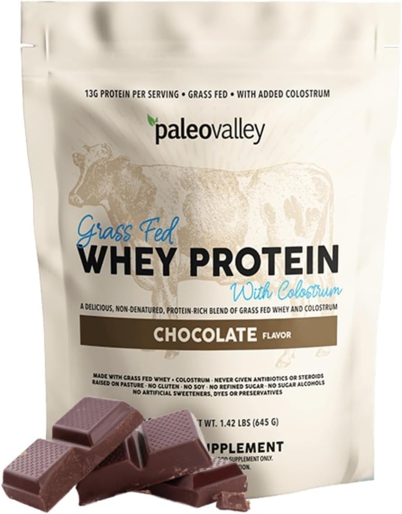 Paleovalley 100% Colostrum, 13g protein, Chocolate, Muscle Building, Immune Support, Gut Health