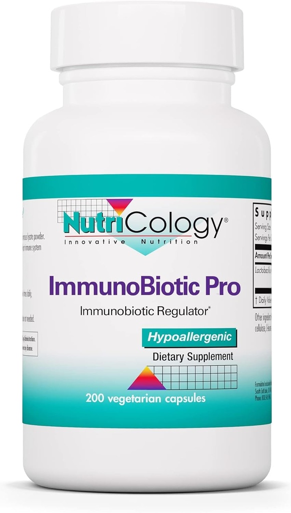 Nutricology ImmunoBiotic Pro Συμπλήρωμα - Lactobacillus Rhamnosus Lysate Powder 75mg, Immunobiotic Regulator, Immune Support, Vegetarian Capsles - 200 Count