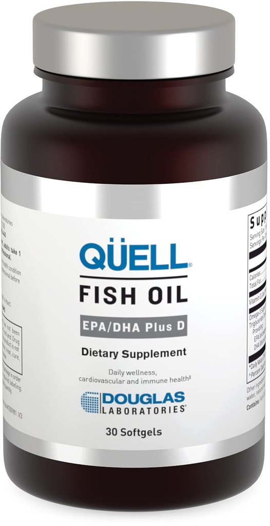 Douglas Laboratories Quell Fish Oil EPA/DHA Plus D | 3:2 DHA Essential Omega 3 Fatty Acids Plus 1000 I.U. of Vitamin D3* | 30 Softgels
