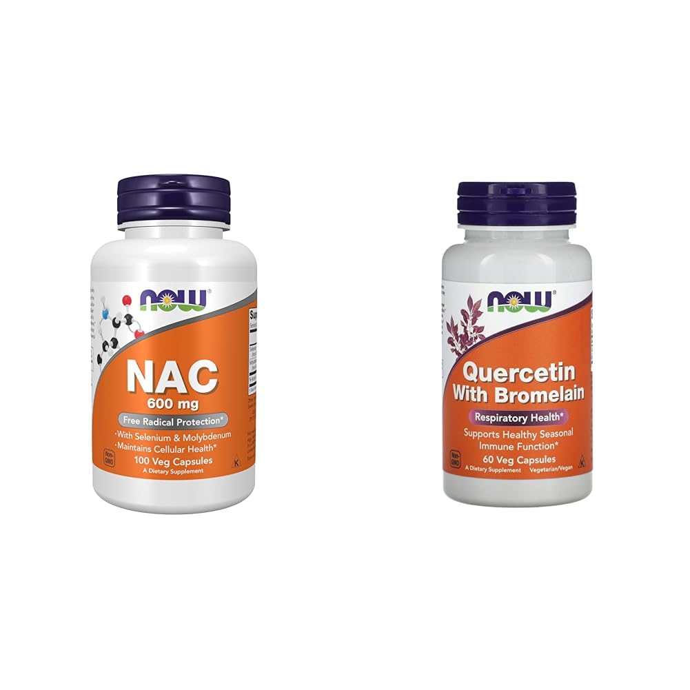 Şimdi Supplements, NAC (N-Acetyl Cysteine) Selenium & Molybdenum, 100 Veg Capsules & Now Quercetin with Bromelain - 60 Veg Capsules
