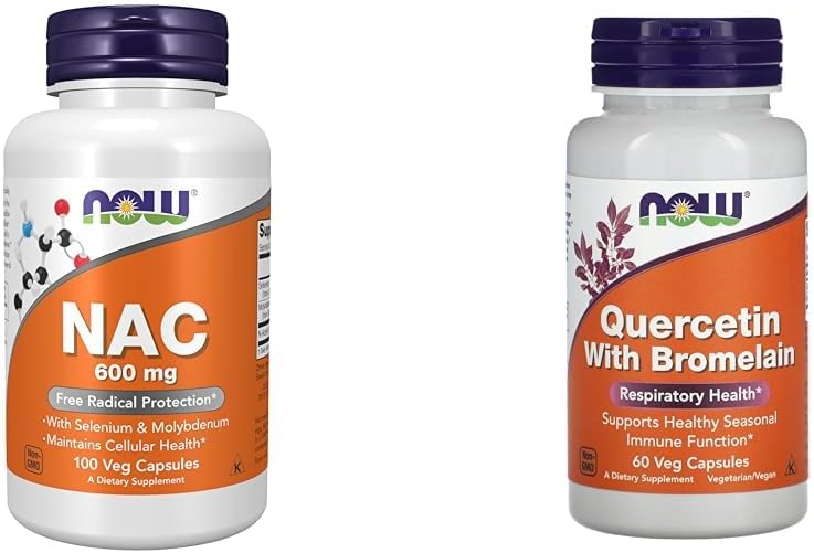 Şimdi Supplements, NAC (N-Acetyl Cysteine) Selenium & Molybdenum, 100 Veg Capsules & Now Quercetin with Bromelain - 60 Veg Capsules