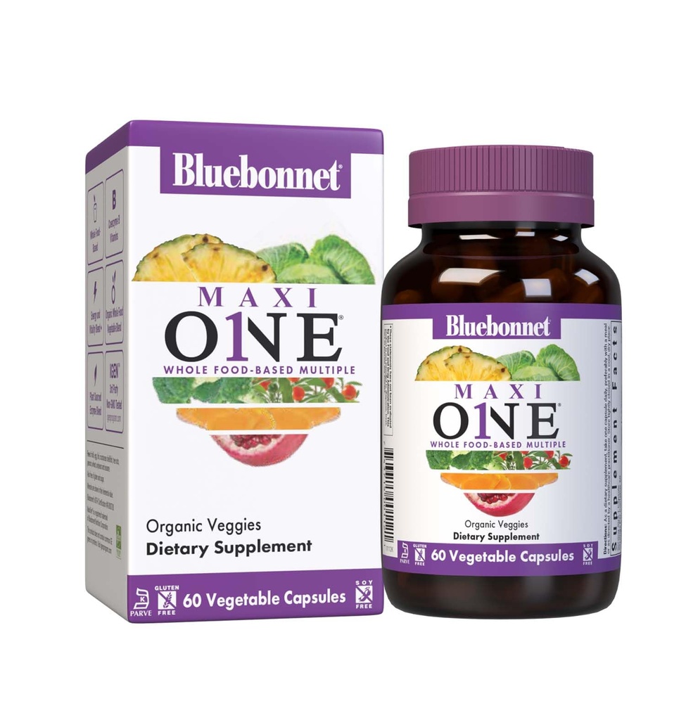 Bluebonnet Beslenme Maxi One (With Iron), Whole Food Multi, Enzymes, Energy, Vitality, Gluten & Dairy & Soy Free, Kosher, Vegetarian Friendly, Non-GMO, 2 Ay Supply, Beige, 60 Count
