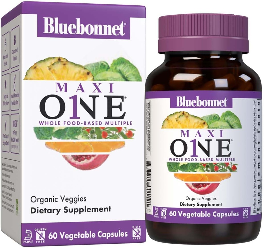 Bluebonnet Nutrition Maxi One (με τον σίδηρο), Ολόκληρες πολλαπλές τροφές, Ένζυμα, Ενέργεια, Ζωτικότητα, Γλουτένη & Γαλακτοκομικά & Σόγια Δωρεάν, Kosher, χορτοφάγοι Φιλικοί, Μη-ΓΤΟ, 2 Μήνες Προμήθεια, Μπεζ, 60 Μέτρα