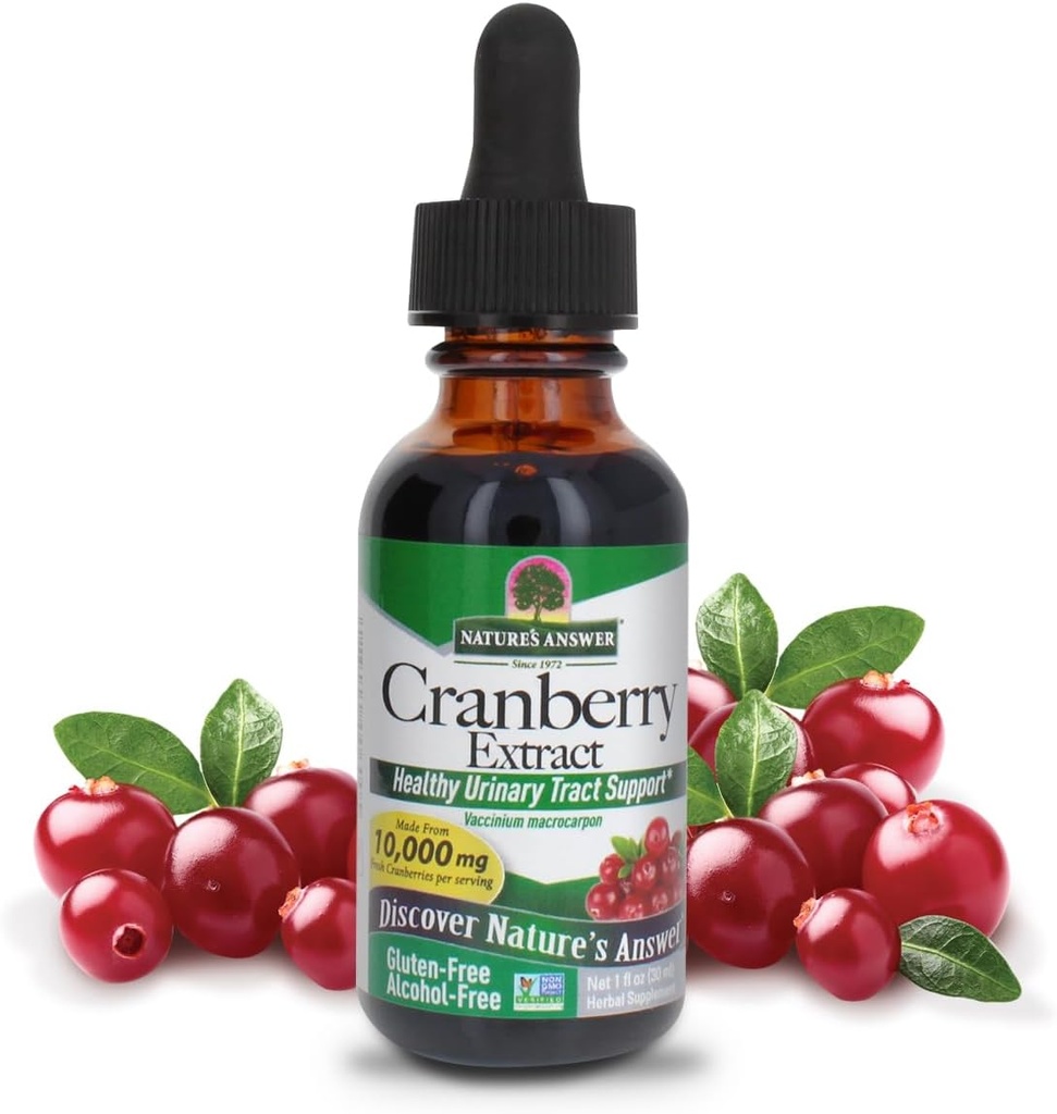 Doğanın Yanıtı Alkol Free Cranberry Extract, 1 Akışkan oz. Potent 10.000 mg Fresh Cranberry