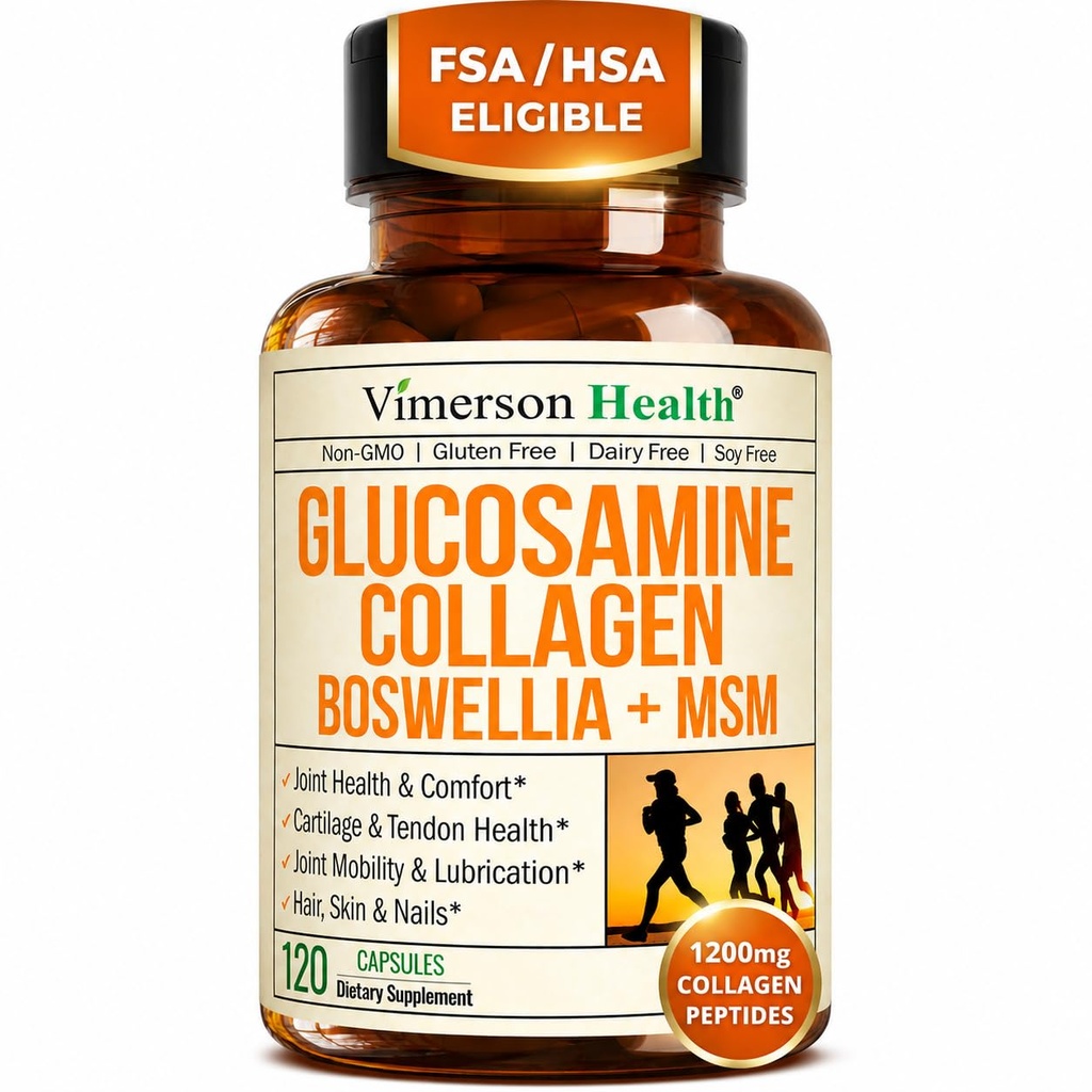 Glucosamine Chondroitin MSM, Hydrolyzed Collagen, - Quercetin, Bromelain & Boswellia Ekstraksiyonu ile Ortak Destek Tamamlandı - Saç Skin Nails için Collagen
