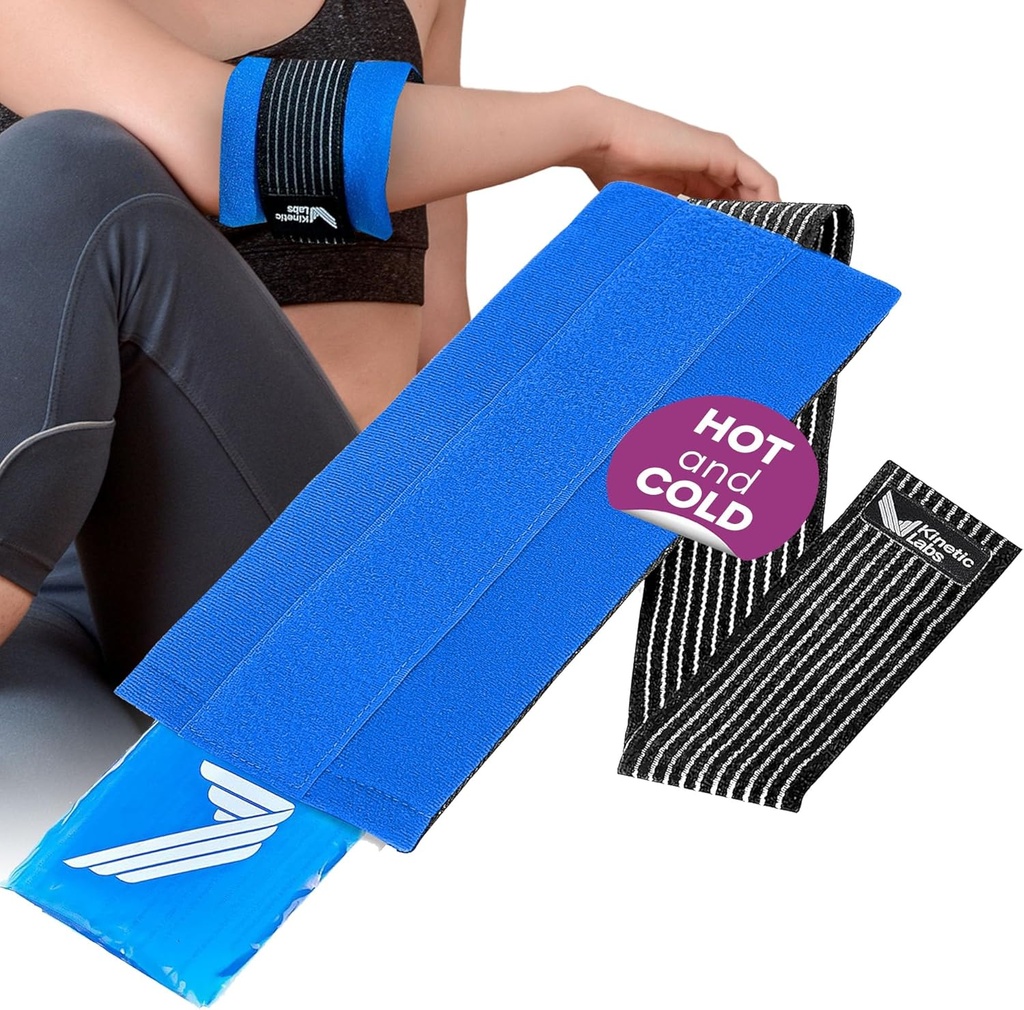 Buz Paketi Kinetic Labs tarafından elastik olarak yuvarlanır - Injuries için Hot Cold Gel Pack - Boy Foot Ankle Head Bile Leg Omuz Thigh Diz Cerrahisi için Reusable Buz Paketi (Regular)