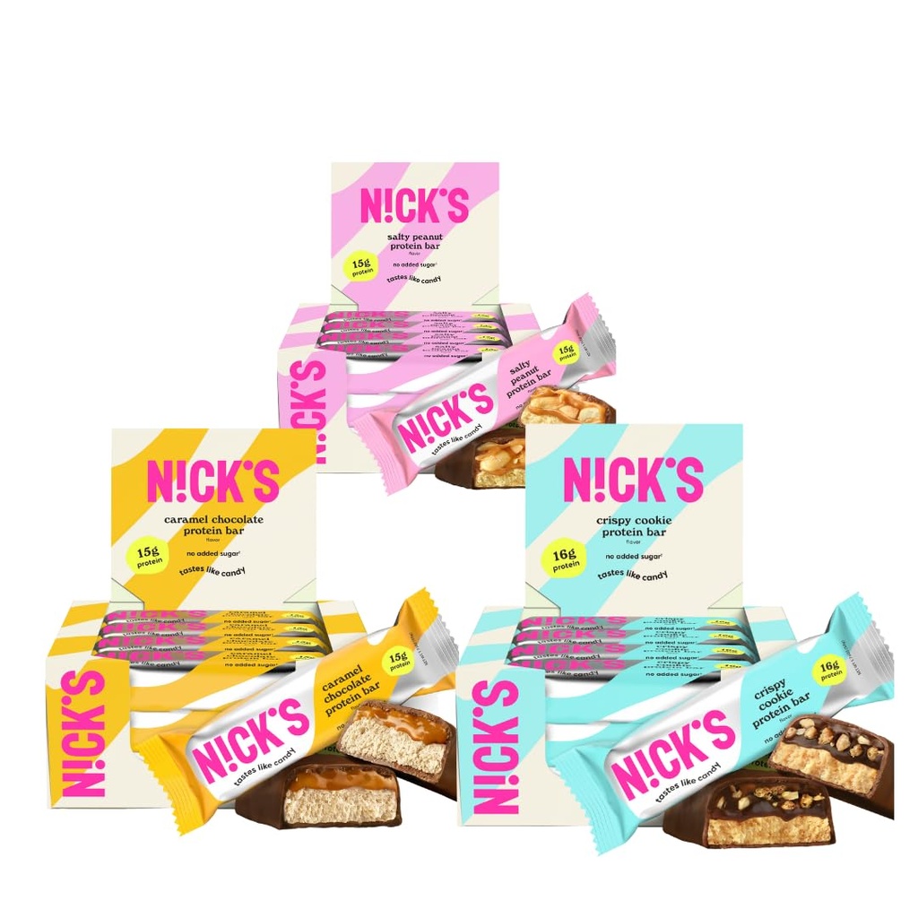 Nick'in Örnekr Pack İsveç Stil Protein Bars, Keto Friendly Snack Bars, Nodrew Sugar, 5g Collagen, Low Carb protein Bar, Low Sugar Mealchange Bar, Keto Snacks, 36-Count