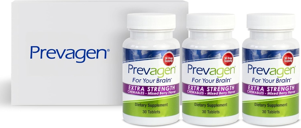 Prevagen Extra Strength Mixed Berry Chewables - 90 Tablets (3 Month Supply) | Formulated for Your Brain | 20mg of Apoaequorin Plus Vitamin D3