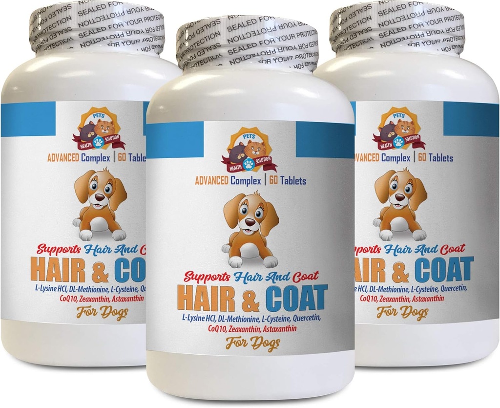 Immune Boost for Dogs - Dog Hair and Coat Health - Skin Itch Relief - Nail Health - Dog antioksidan Supplements - 3 Şişe (180 Tablet)