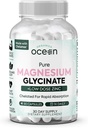 Οργανικά Ocean Pure Magnesium Glycinate with Zinc - Maximum Strength Chelated Magnesium Supplement for Women and Men for Muscle Cramps and Sleep Support - 90 Κάψουλες