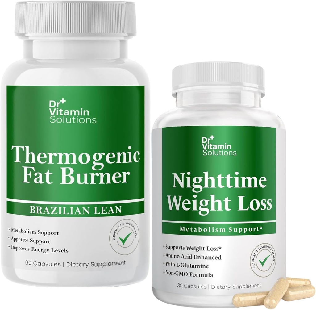 DR VITAMIN SOLUTIONS Thermogenic Fat Burner & Nighttime Weight Loss Pills for Women, Waist Trimmer & Supplements for Bloating for Women & Men, 120 Capsules