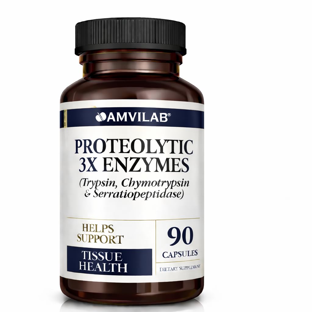 Proteolytic Enzymes 3X - Trypsin, Chymotrypsin & Serrapeptidase - Tcon Injury - Supports Body Wellness & Recovery - Diyetary Supplement - 90 Capsules