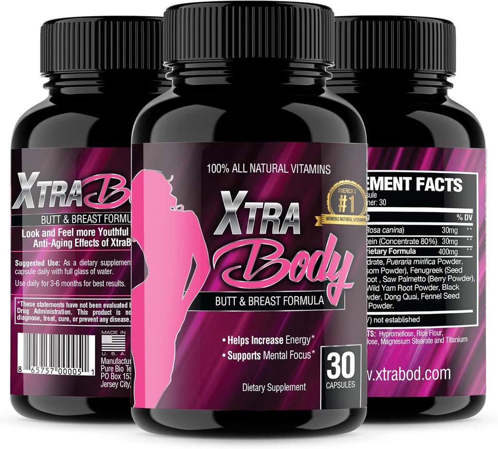 XtraBody Butt Advancedment ve Mother Enlargement Supplement - Estrogen Advancedr - Arts Butt & Meme Boyutu, Menstrual Belirtilerini Azarlar ve Enerjinin Ekstra Güçlendirilmesi (1 Şişe=30 Capsules)