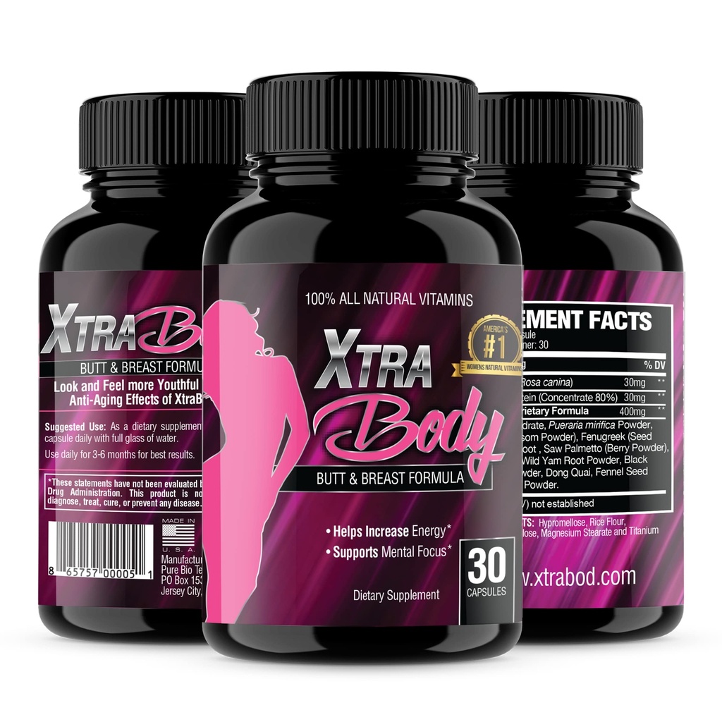XtraBody Butt Advancedment ve Mother Enlargement Supplement - Estrogen Advancedr - Arts Butt & Meme Boyutu, Menstrual Belirtilerini Azarlar ve Enerjinin Ekstra Güçlendirilmesi (1 Şişe=30 Capsules)