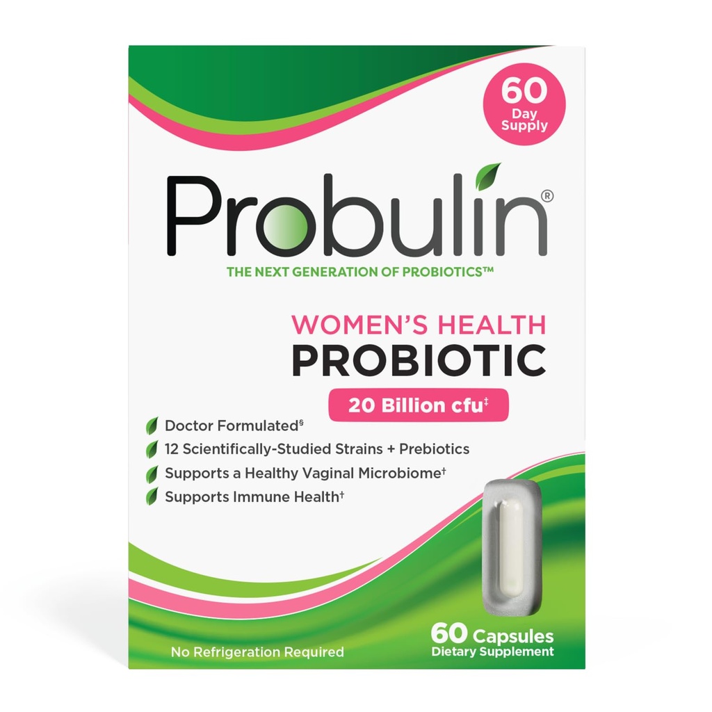 Probulin Women's Health Probiyotik + Prebiyotik for Vaginal, Gut & Immune Health - 20 Milyar CFU - 12 Probiyotik Strains, 60 Vegan Capsules
