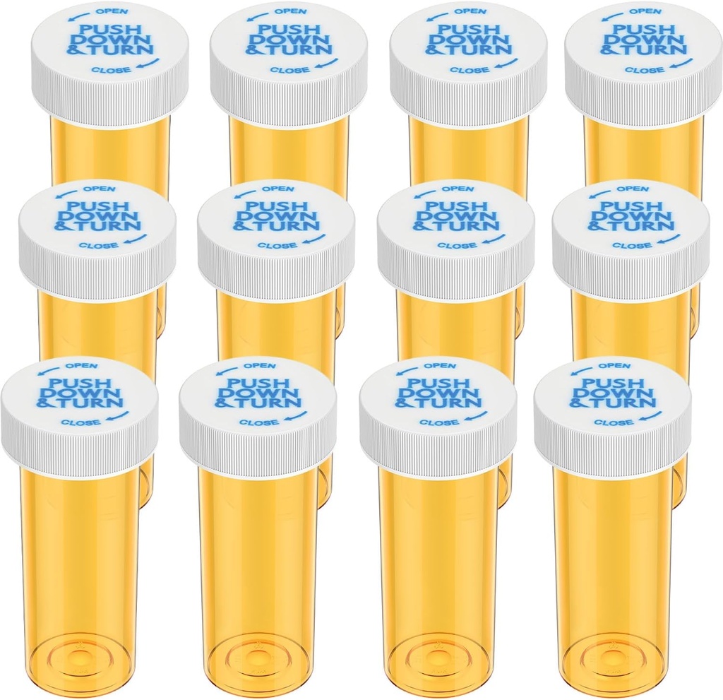 Boş Plastik Tıp Pill Şişeleri Çocuk Dayanıklı Caps (12 Pack), 8 Dram Small Prescription Vial Medicine Konteyners Seyahat Pill Şişes Clear Pill Case Organizers