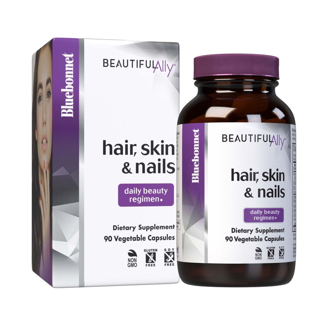 BlueBonnet Beslenme Güzel Tüm Saçlar, Skin & Nails, Hydrolyzed Collagen from Grass Cows, Collagen Peptides Type 1 & 3, Non GMO, Gluten Free, Soy Free, Milk Free, 90 Sebze Capsules
