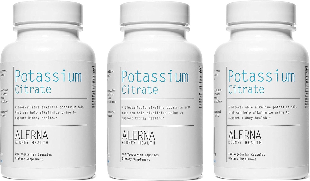 Potasyum Citrate 99 mg - Elektrolyte Balance and Normal pH - Essential Mineral Kidney Stone Support Supplement - 100 Vegetarian Capsules (Pazar 3)