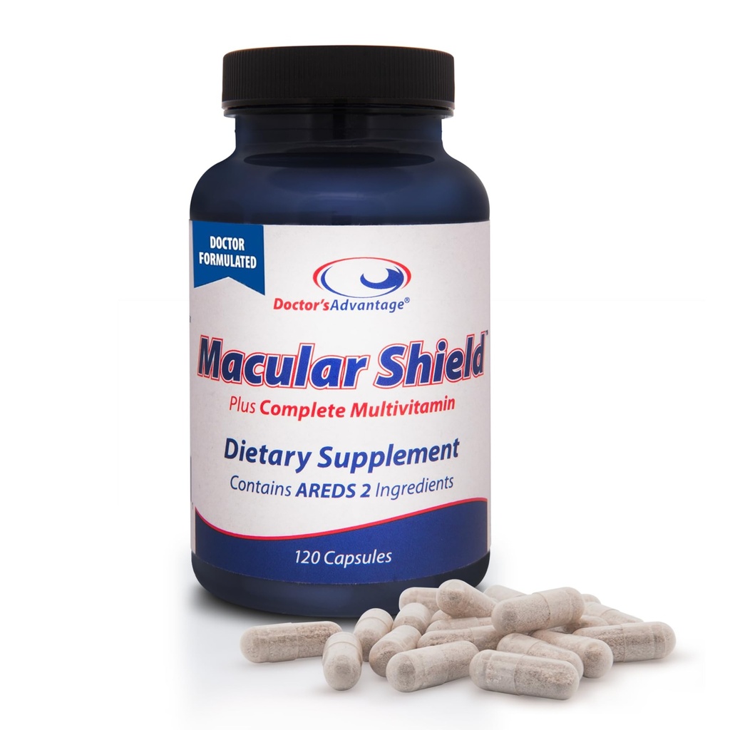 Doktor'un Avantajı Macular Shield Eye Vitamins Plus Multivitamin - 120 Capsules, 30-Day Supply - Lutein ve Zeaxanthin Supplements with AREDS 2® Vision Malzemeler & Complete Multivitamin Kompleks Kompleksi