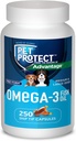 Pet Protect M/L Dog Omega-3 συμπλήρωμα, ιδιόκτητη δωρεάν μορφή Blend, υποστηρίζει μια φυσιολογική φλεγμονή απόκριση, Snip-Tip κάψουλες (250 Count)