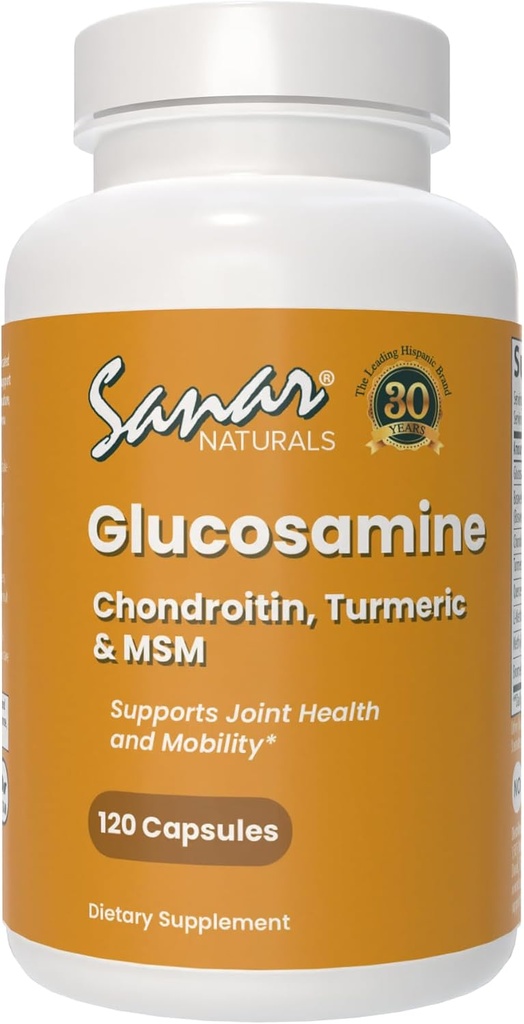 Sanar Naturals Glucosamine Chondroitin MSM Turmeric - Dizler için Ortak Destek Tamam, Geri, Hands ve Body - Non-GMO, Gluten Free, 120 Capsules