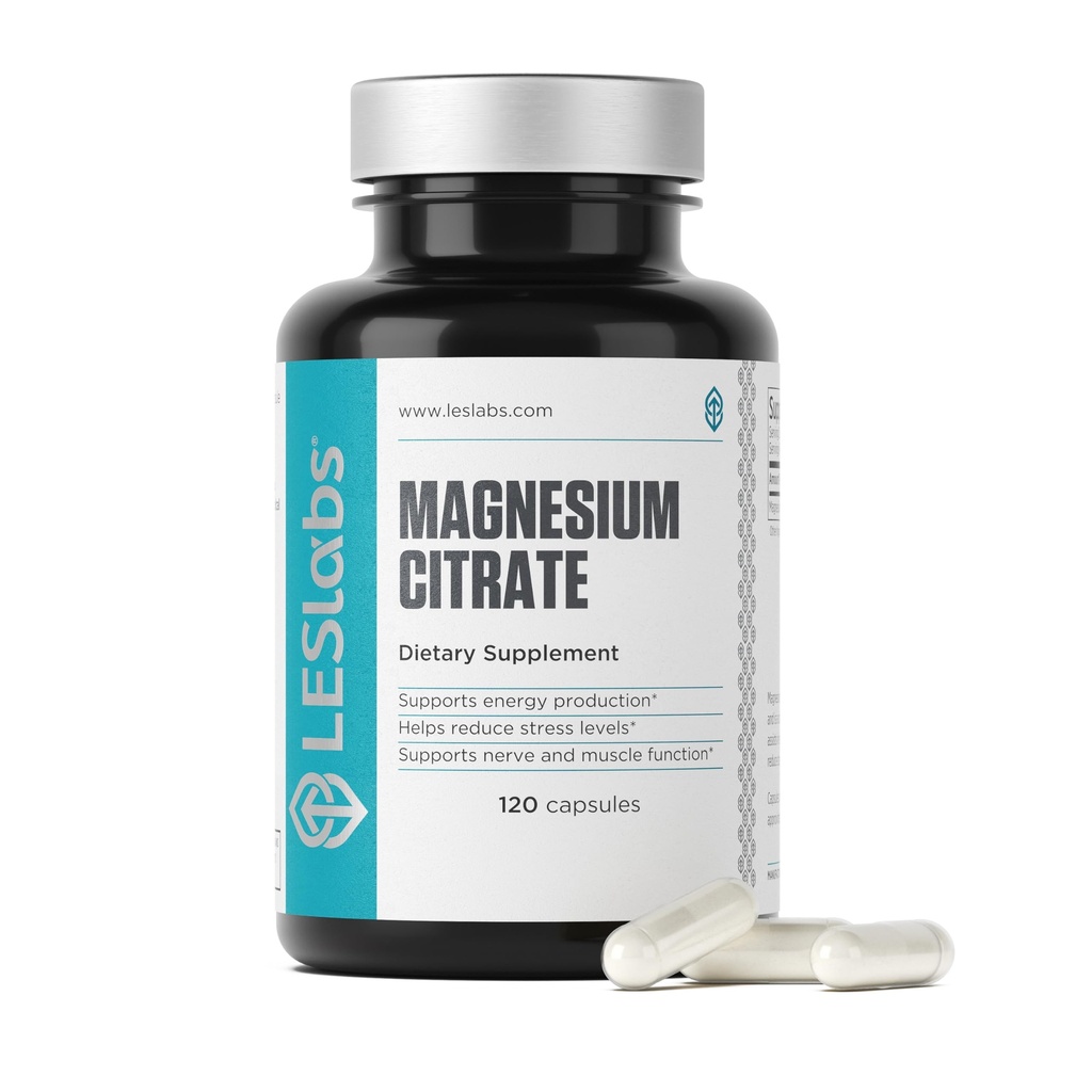 LES Laboratuvarları Magnezyum Citrate – Stres Yardımı, Restful Sleep, Heart Health, Metabolism, Nerve & Muscle Function – Non-GMO Supplement – 120 Capsules
