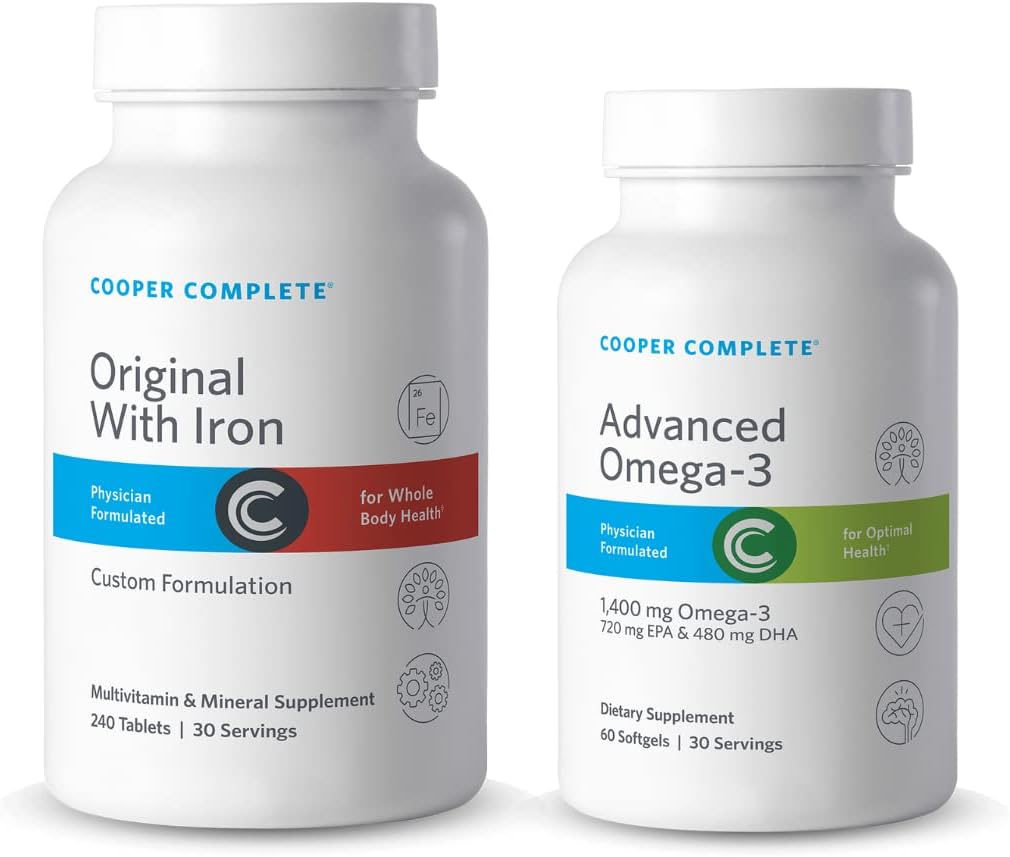 Cooper Tamam - Demir ve Gelişmiş Omega-3 ile Orijinal Multivitamin - Daily Multivitamin ve Mineral Supplement Plus Fish Oil Supplement - 30 Day Supply