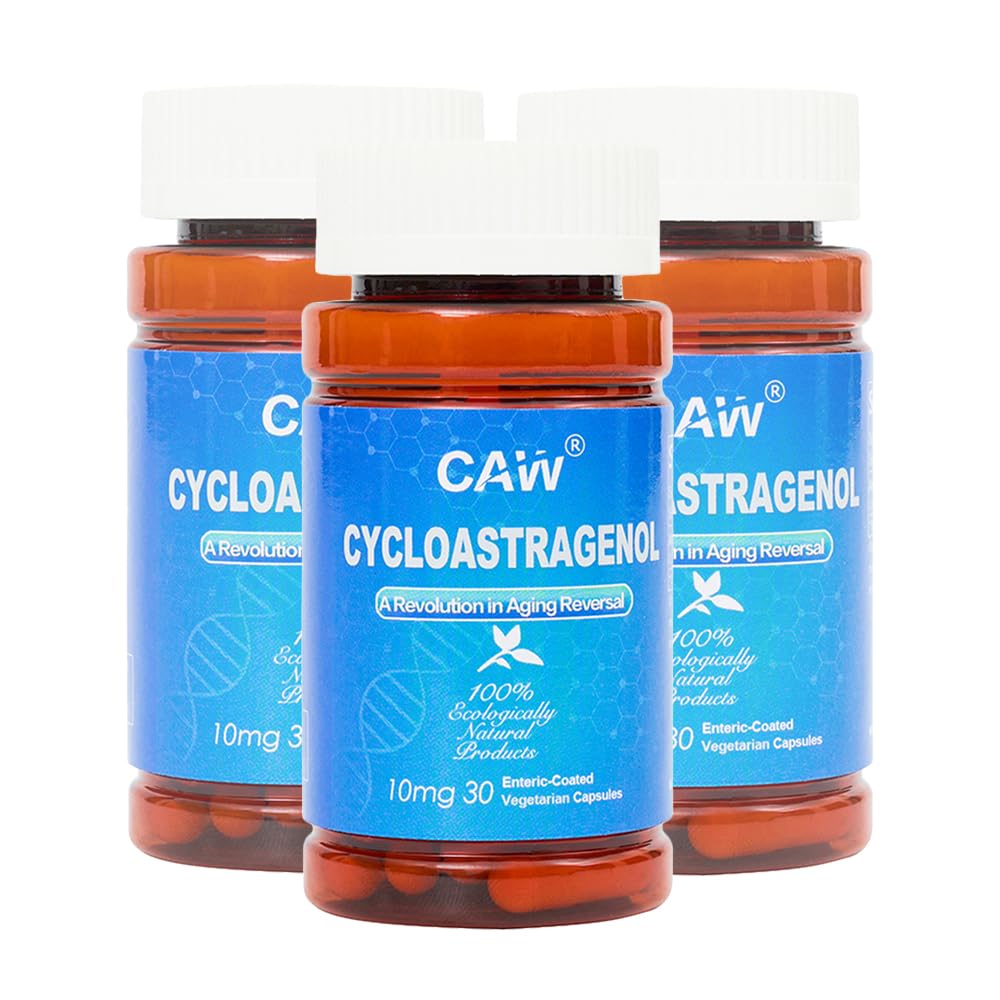 CAW Hipervitamin Cycloastragenol 98 10 mg 30 Capsules | Telomere Uzunluken DNA Onarımı | ABD'de Yapılacak | İnic-Coated Vegetarian Capsules (3 Şişe)