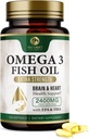 Omega 3 Fish Oil Pills 2400 mg - Triple Strength Omega 3 Fish Oil Supplements - Brain & Heart Health Support, Nature's Omega3 Supplement, 60 Day Supply - 120 Softgels