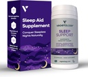 Sleep Support Vegan Supplements (60 Capsules) - Yetişkinler ve Çocuklar için Derin Uyku Tamamları - Uyku Calm Gıda Tamamı - Sağlıklı Uyku Yardımı - Uykuya Yardımcı Olmak için Tamamlar