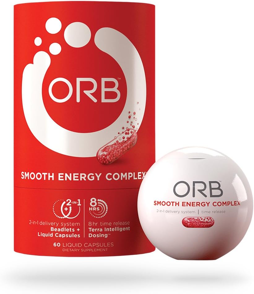 ORB Smooth Energy Kompleksi – Enerji Formula + MCT Petrol Easier Abhidrasyon | Sustained Smooth Energy, Supports an Alert mental State, Time-Released Beadlets for Consistent Energy – 60 Count